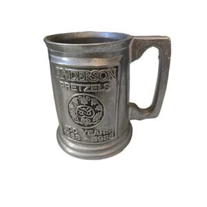 Anderson Pretzels Pewter Mug (‎ 100 Years 188-1988 ) 5" Height 3" Width